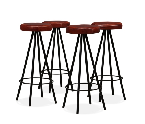 Set muebles de bar 5 pzas madera maciza acacia cuero genuino