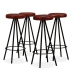 Set muebles de bar 5 pzas madera maciza acacia cuero genuino