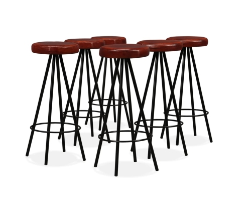 Set muebles de bar 7 pzas madera maciza acacia y cuero genuino