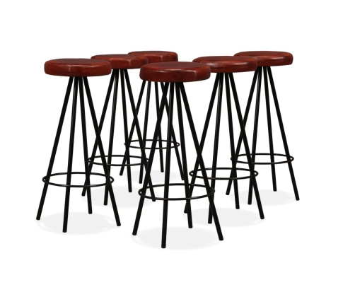 Set muebles de bar 7 pzas madera maciza reciclada cuero genuino