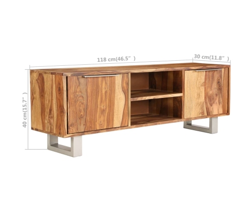 Mueble de TV madera maciza sheesham acabado miel 118x30x40 cm