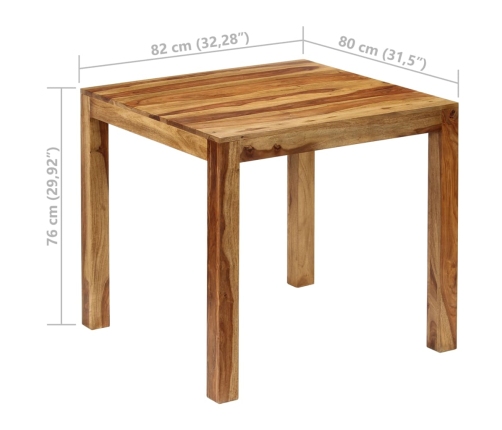 Mesa de comedor de madera maciza de sheesham 82x80x76 cm