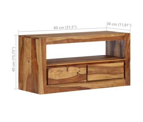 Mueble para TV de madera maciza de sheesham 80x30x40 cm