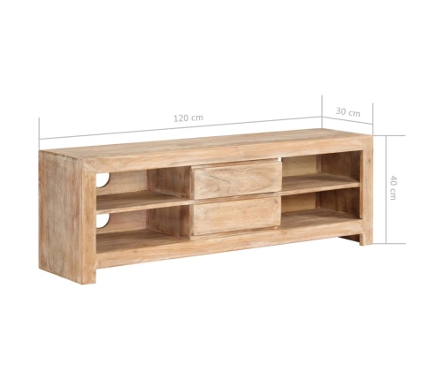 Mueble para TV madera maciza acacia marrón claro 120x30x40 cm