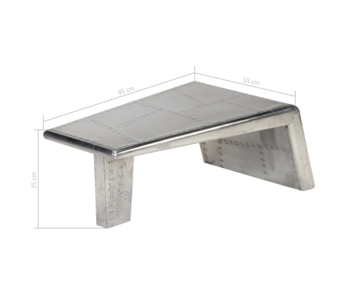 vidaXL Mesa de centro estilo aviador vintage de aluminio