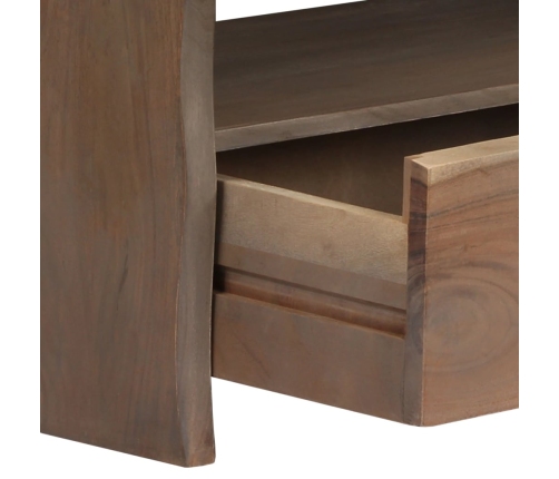 Mesa de centro borde vivo madera maciza acacia gris 90x50x40 cm