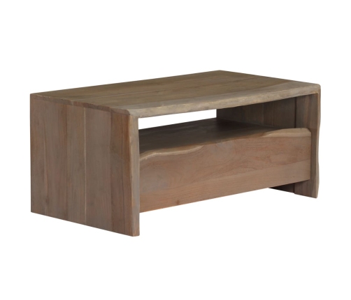 Mesa de centro borde vivo madera maciza acacia gris 90x50x40 cm