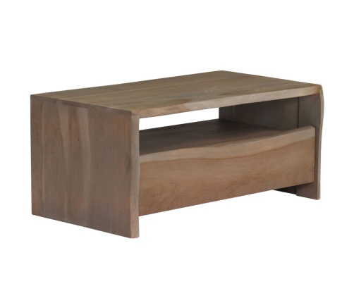 Mesa de centro borde vivo madera maciza acacia gris 90x50x40 cm