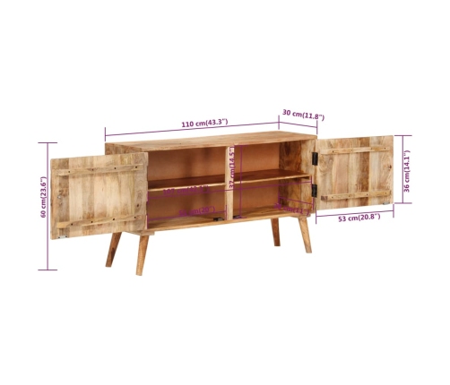 Aparador de madera maciza de mango 110x30x60 cm