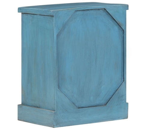 Mesita de noche de madera maciza de mango azul 40x30x50 cm