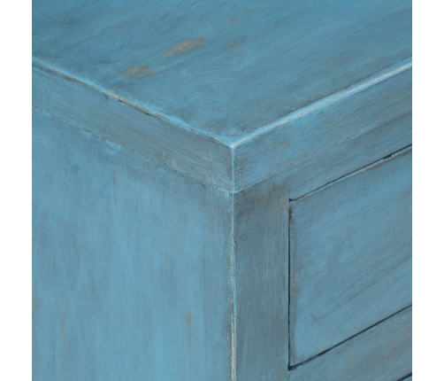 Mesita de noche de madera maciza de mango azul 40x30x50 cm