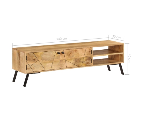 Mueble de TV madera maciza de mango 140x30x40 cm