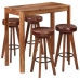 Conjunto de bar 5 pzas madera maciza 115x56x107 cm