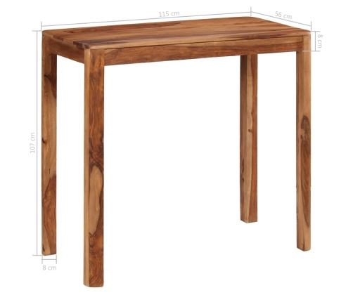 Conjunto de bar 5 pzas madera maciza 115x56x107 cm