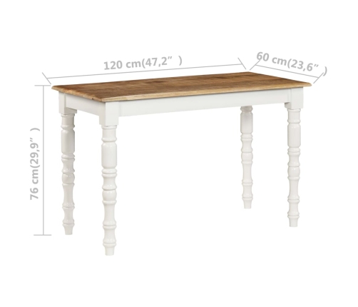 Mesa de comedor de madera maciza de mango 120x60x76 cm