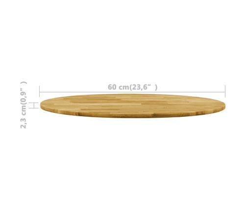 Superficie de mesa redonda madera maciza de roble 23 mm 600 mm