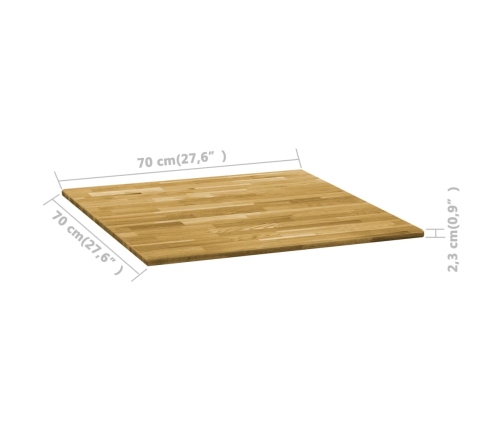 Tablero de mesa cuadrado madera maciza de roble 23 mm 70x70 cm