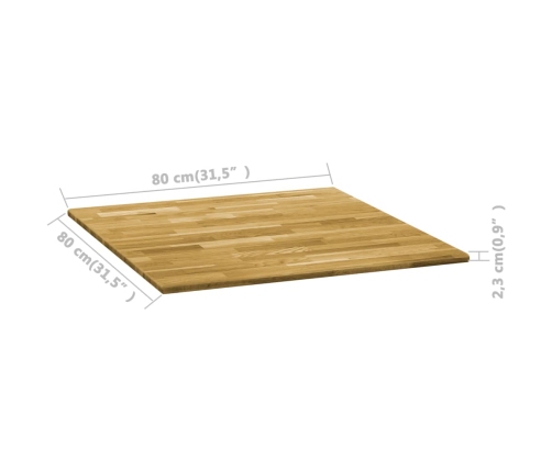 Tablero de mesa cuadrado madera maciza de roble 23 mm 80x80 cm