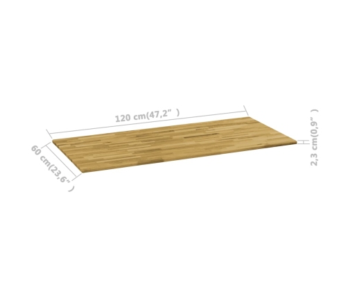 Tablero de mesa rectangular madera maciza roble 23 mm 120x60 cm