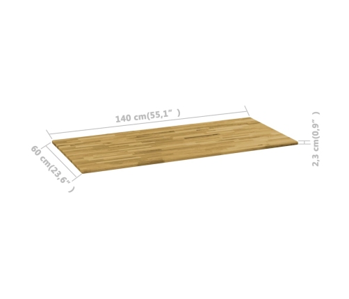 Tablero de mesa rectangular madera maciza roble 23 mm 140x60 cm