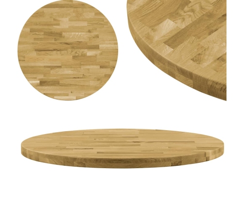 Superficie de mesa redonda madera maciza de roble 44 mm 400 mm