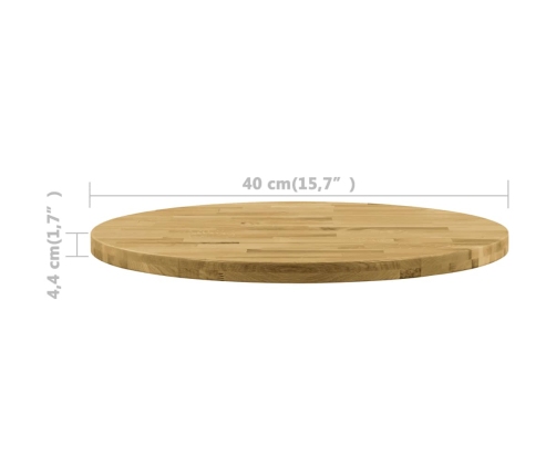 Superficie de mesa redonda madera maciza de roble 44 mm 400 mm