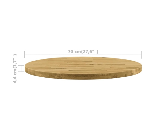 Superficie de mesa redonda madera maciza de roble 44 mm 700 mm