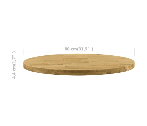 Superficie de mesa redonda madera maciza de roble 44 mm 800 mm