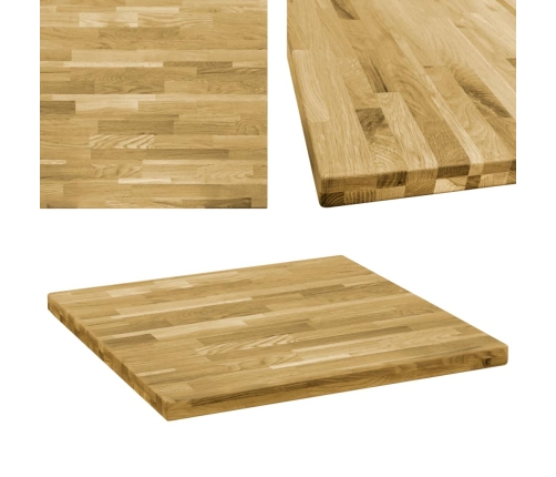 Tablero de mesa cuadrado madera maciza de roble 44 mm 70x70 cm