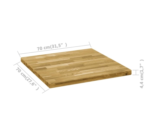 Tablero de mesa cuadrado madera maciza de roble 44 mm 70x70 cm