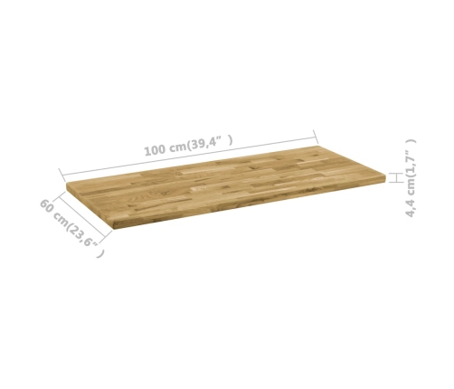 Tablero de mesa rectangular madera maciza roble 44 mm 100x60 cm