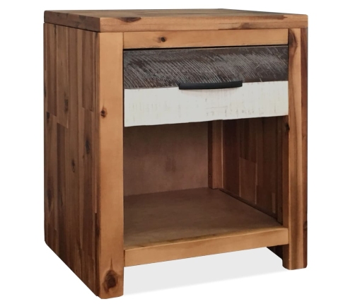 Mesita de noche de madera maciza de acacia 40x30x48 cm