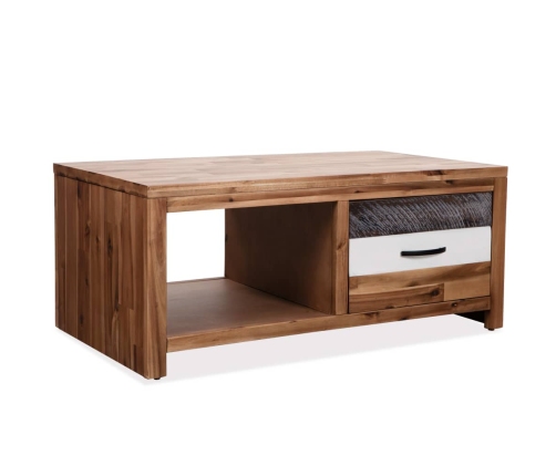 Mesa de centro de madera maciza de acacia 90x50x37,5 cm