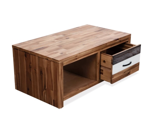 Mesa de centro de madera maciza de acacia 90x50x37,5 cm