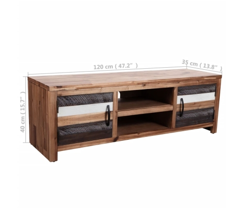 Mueble para TV de madera maciza de acacia 120x35x40 cm