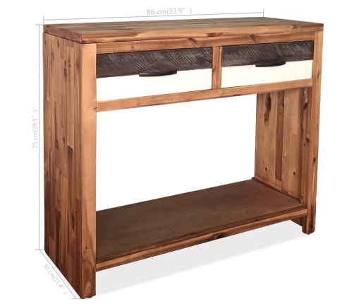 Mesa consola de madera maciza de acacia 86x30x75 cm