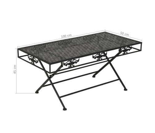 Mesa de centro plegable estilo vintage metal negro 100x50x45 cm