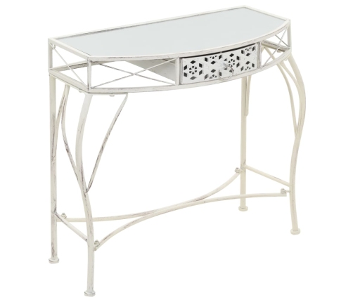 Mesa auxiliar estilo francés metal 82x39x76 cm blanca