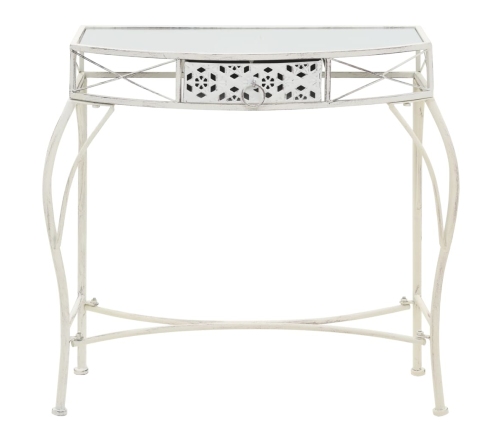 Mesa auxiliar estilo francés metal 82x39x76 cm blanca