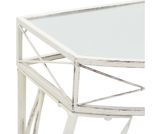 Mesa auxiliar estilo francés metal 82x39x76 cm blanca