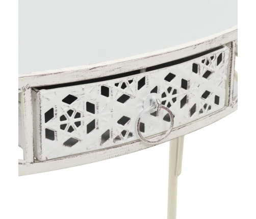 Mesa auxiliar estilo francés metal 82x39x76 cm blanca