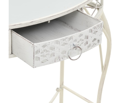 Mesa auxiliar estilo francés metal 82x39x76 cm blanca