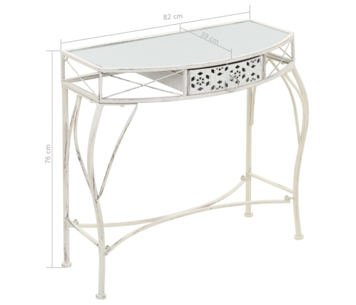 Mesa auxiliar estilo francés metal 82x39x76 cm blanca