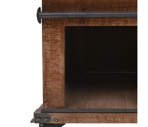 Mesa de centro de madera maciza de abeto marrón 91x51x38 cm