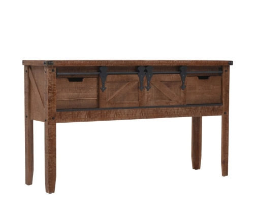 Mesa consola de madera de abeto maciza marrón 131x35,5x75 cm