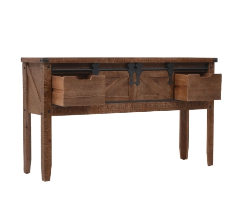 vidaXL Mesa consola de madera de abeto maciza marrón 131x35,5x75 cm