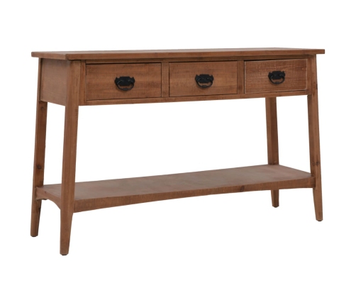 Mesa consola de madera de abeto maciza marrón 126x40x77,5 cm