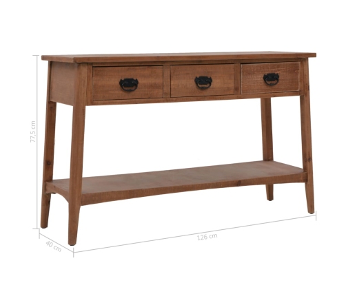 Mesa consola de madera de abeto maciza marrón 126x40x77,5 cm