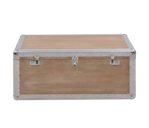 Caja de almacenaje madera maciza abeto marrón 91x52x40 cm