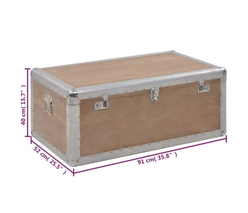 Caja de almacenaje madera maciza abeto marrón 91x52x40 cm